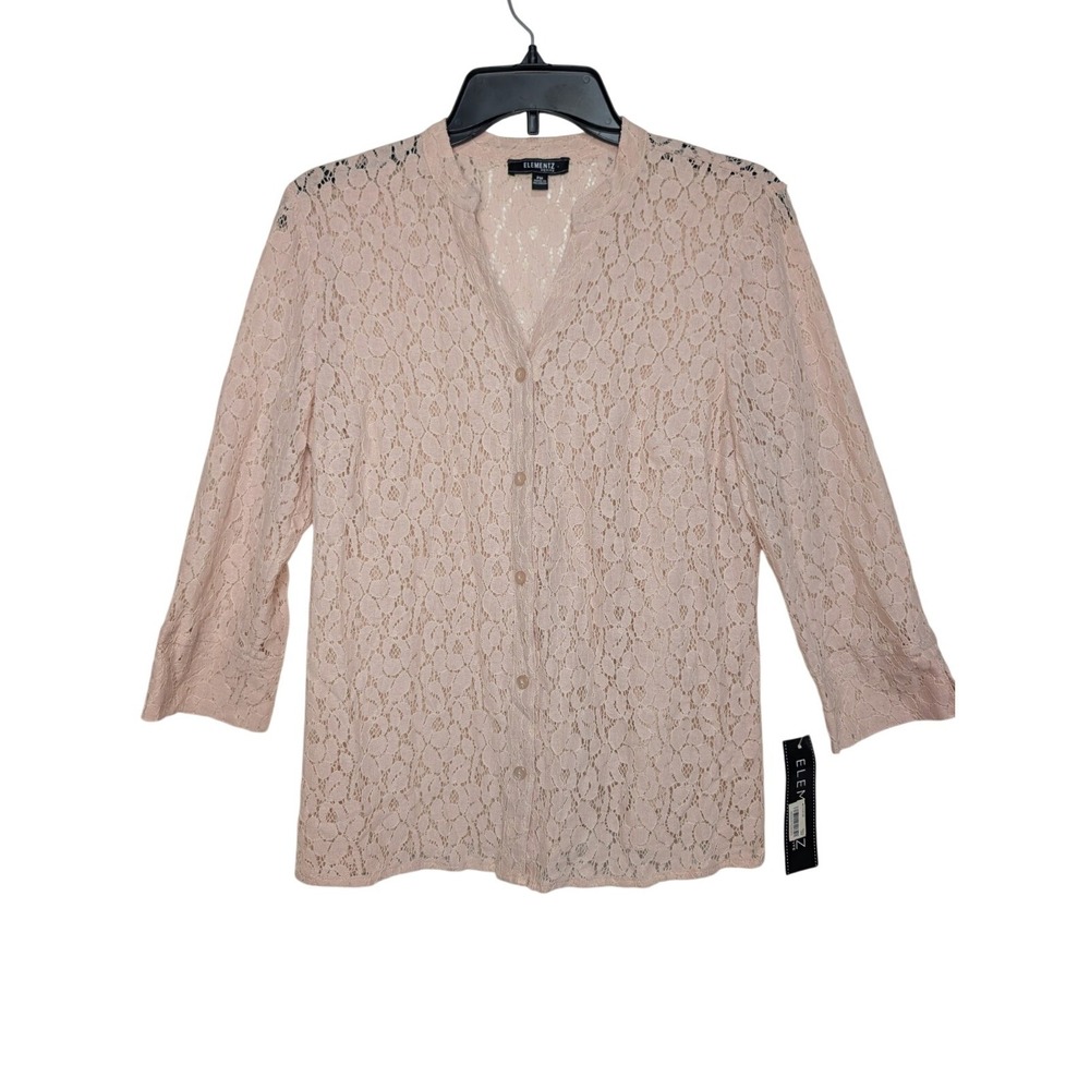 Elementz Petite Pink Floral Lace Button Front Cardigan Size PM NWT Cottage Core
